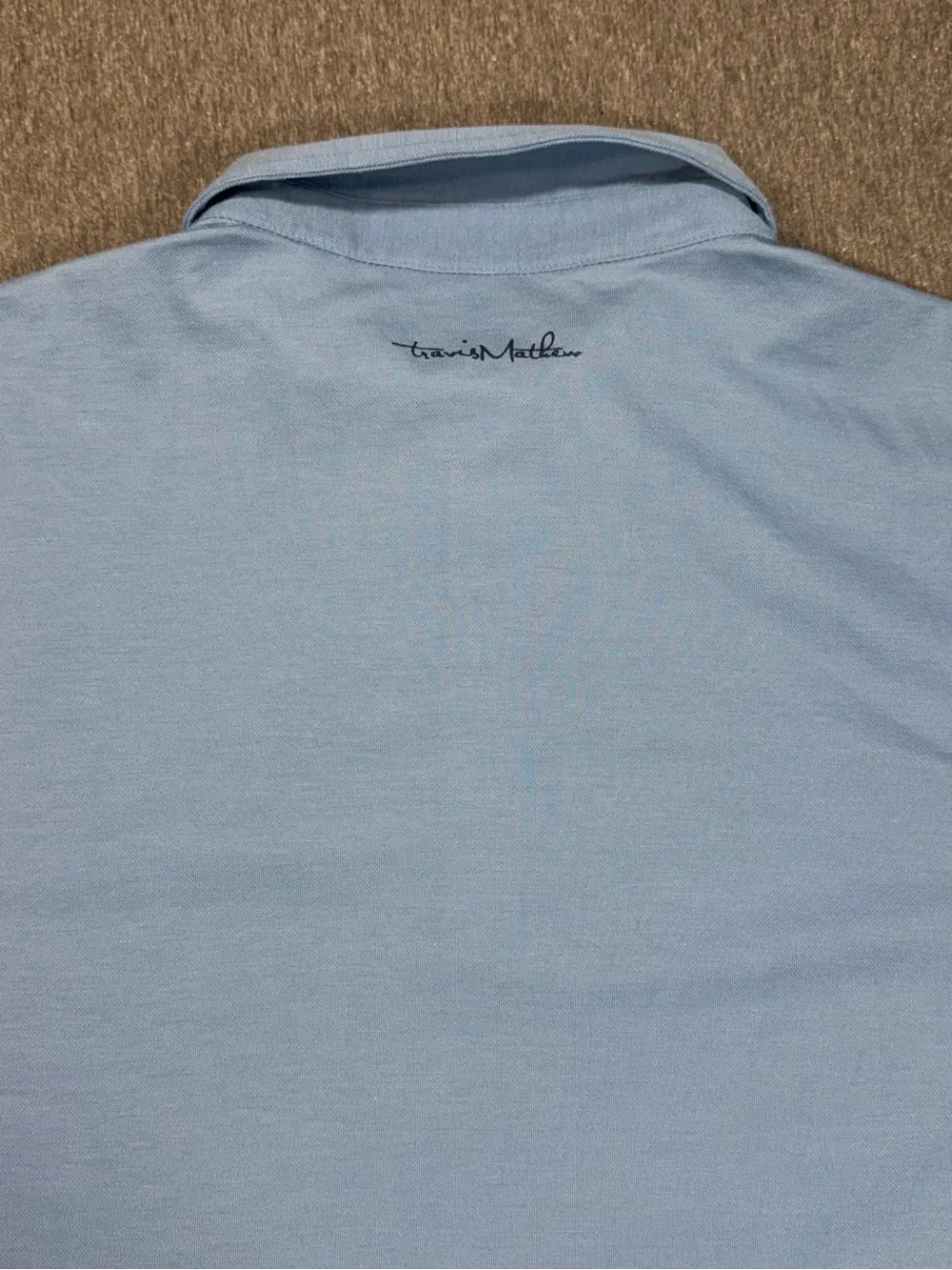 TravisMathew Men’s Polo Shirt Large Blue Chest Stripe Pattern Short Sleeve Golf - Picture 6 of 8